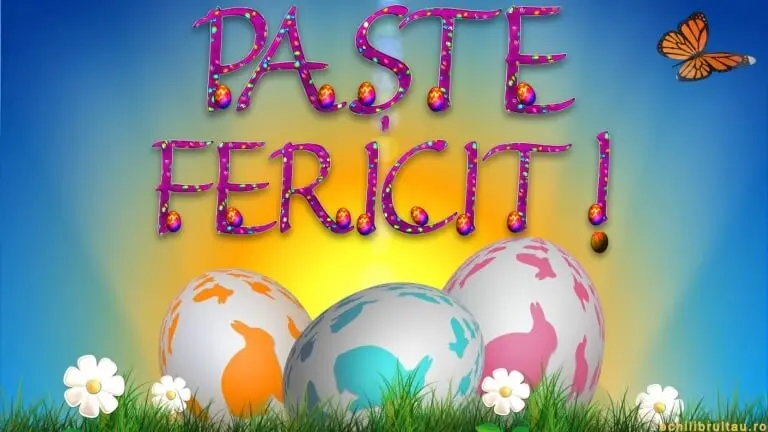 Felicitare de Paște cu ouă decorate